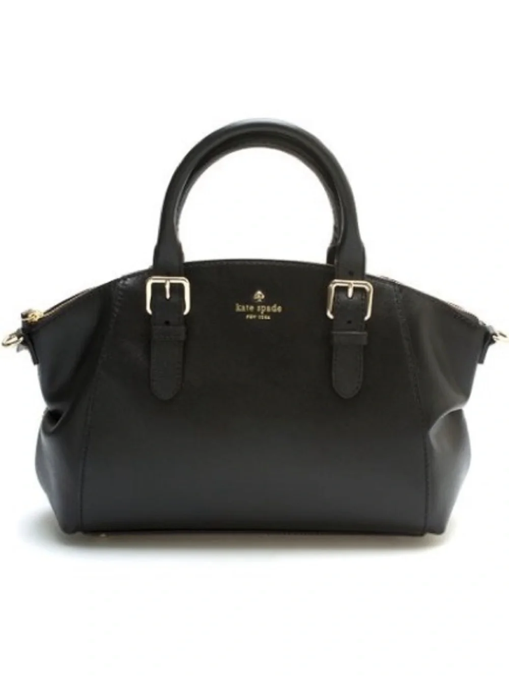 kate spade black leather double-handle satchel with gold hardware. Gift. NWT